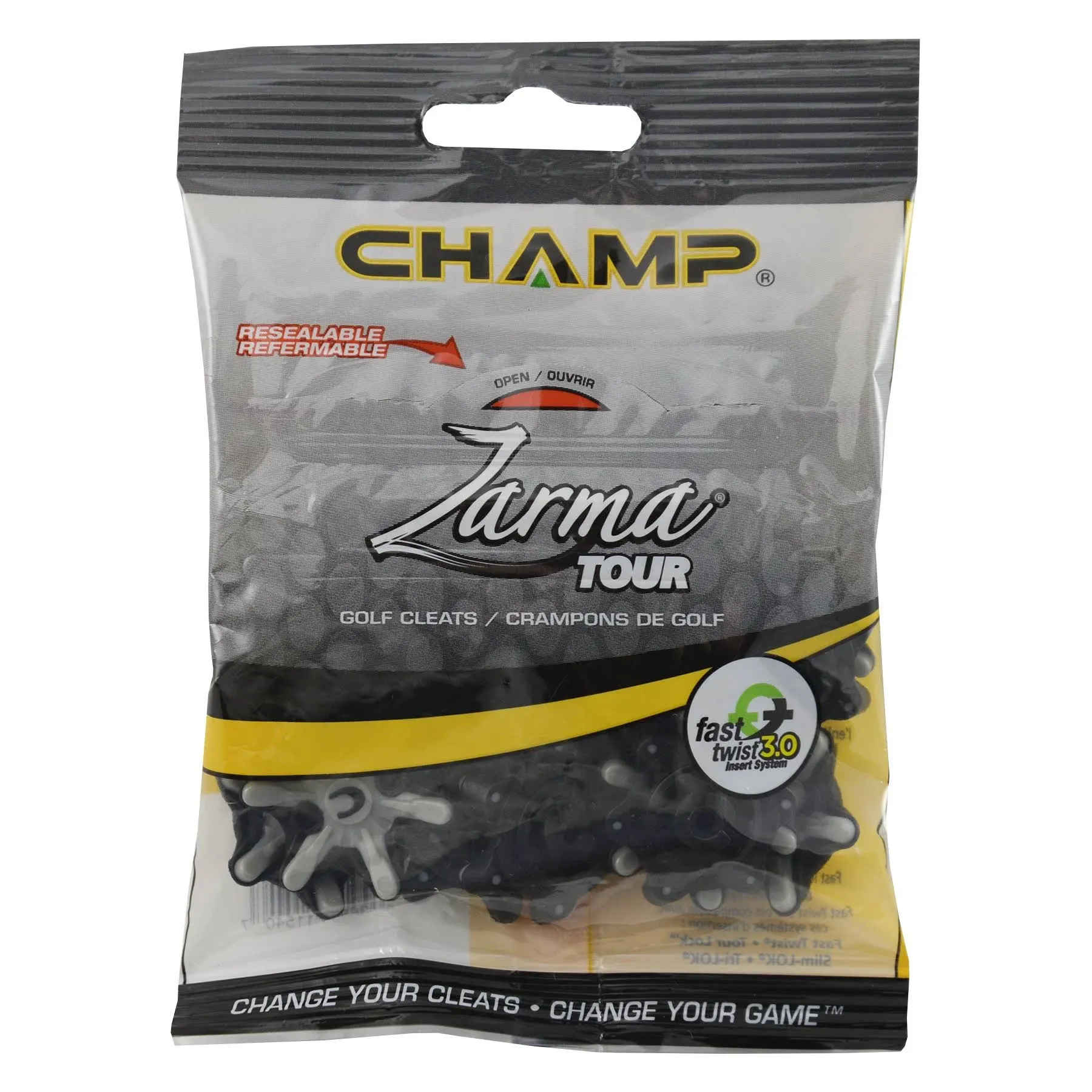 Champ Zarma Tour Fast-Twist 3.0 Golf Spikes - Black/Silver