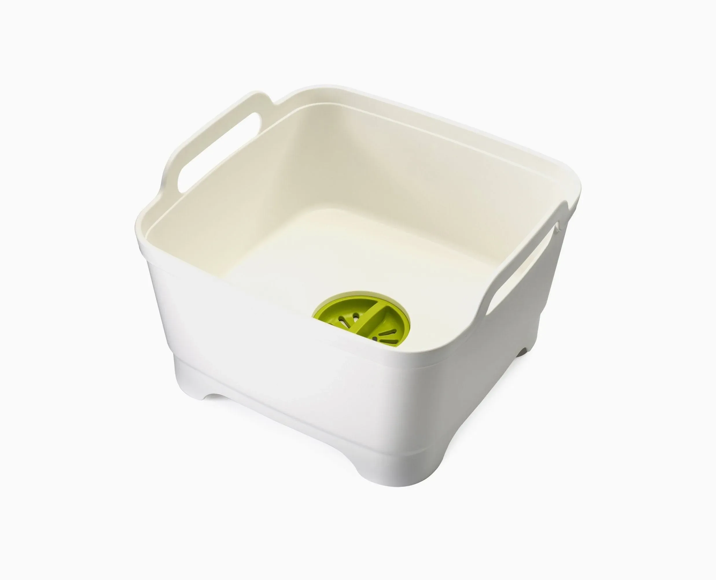 Joseph Joseph 85055 Wash & Drain Wash Basin Dishpan with Draining Plug Carry Handles 12.4-in x 12.2-in x 7.5-in, White