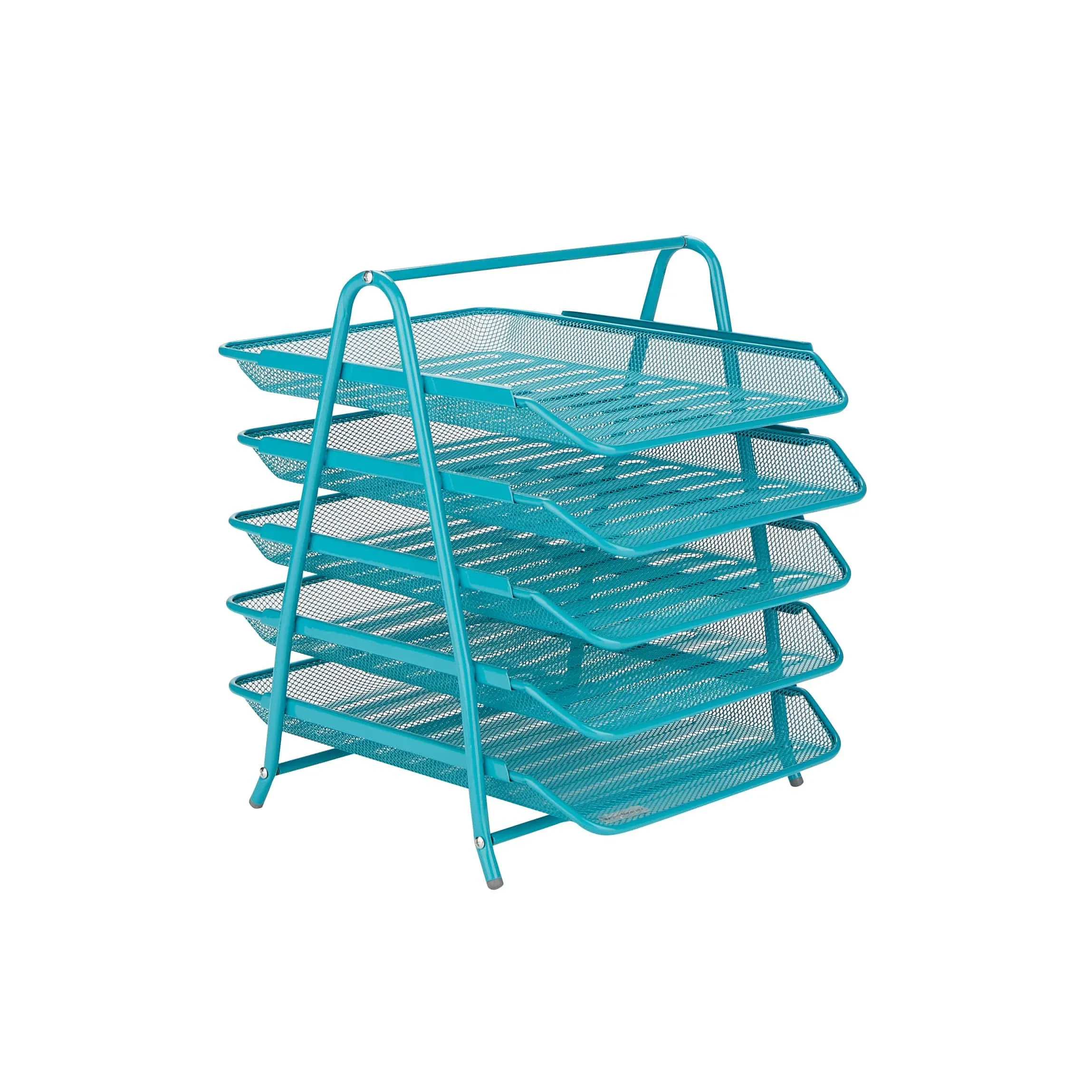 Unbranded 11.75 in. L x 14 in. W x 14.5 in. H 5-Tier Paper Tray, Desktop Organizer, File Storage, Turquoise 5TPAPER-TUR