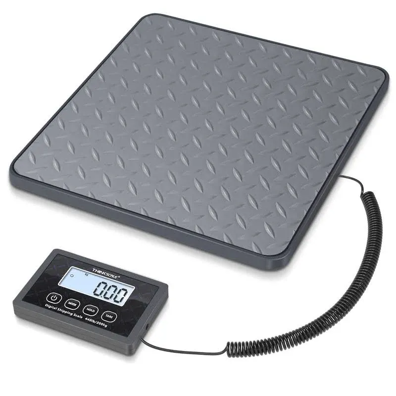 THINKSCALE Digital Shipping Postal Scale, 440 lb/1oz High Accuracy Postage Scale, Hold/Tare Function, Lightweight Scale for Packages/Luggage/Warehouse/Home, Commercial Weight Scale, Battery&AC Adapter