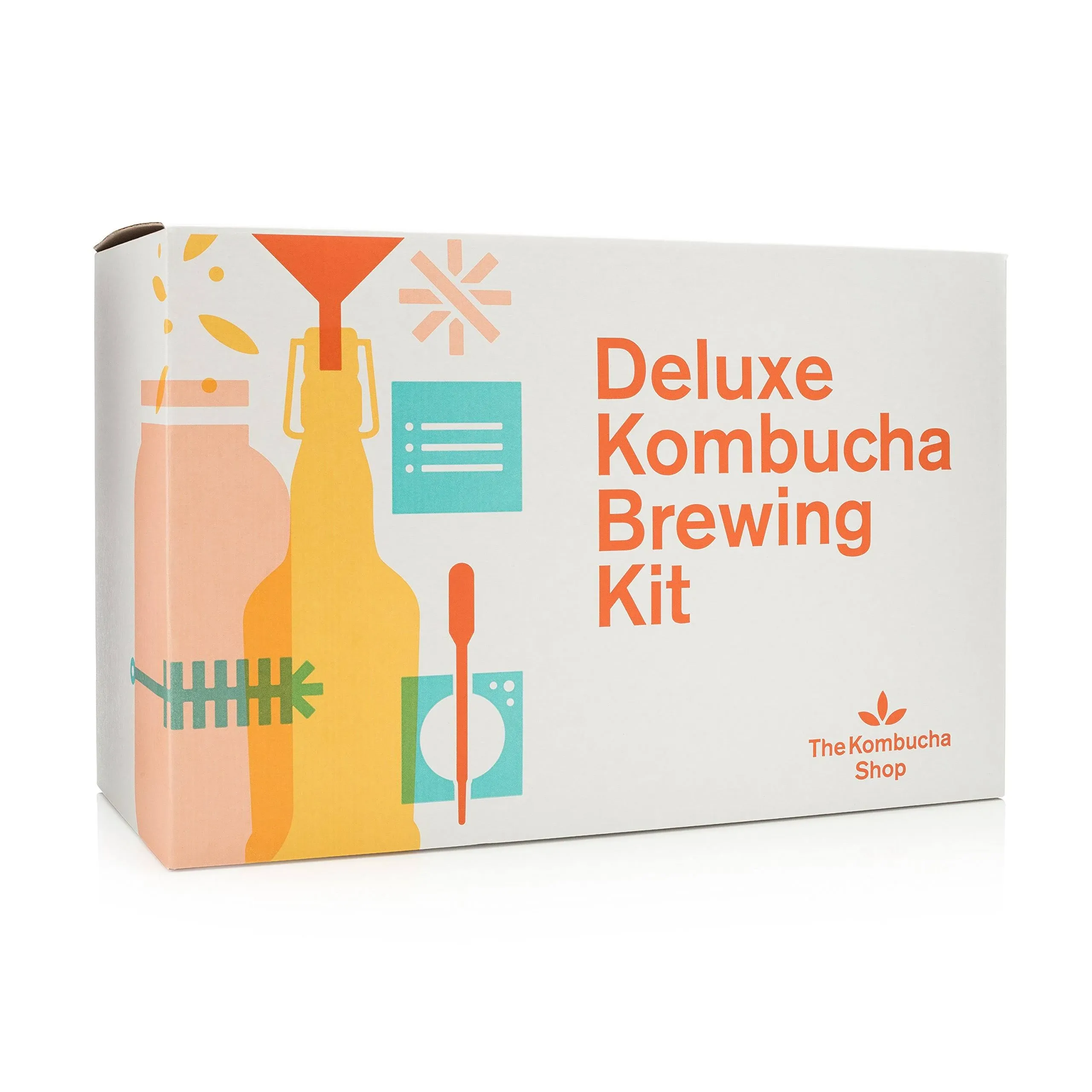 Deluxe Organic Kombucha Starter Kit - Six Swing Top Bottles, Stainless Steel Funnel, Custom Bottle Brush & Our Original Brewing Kit - The Kombucha Shop