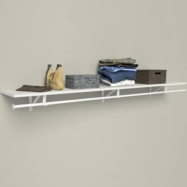 ClosetMaid Wood Shelf Kit with Hanging Rod, White