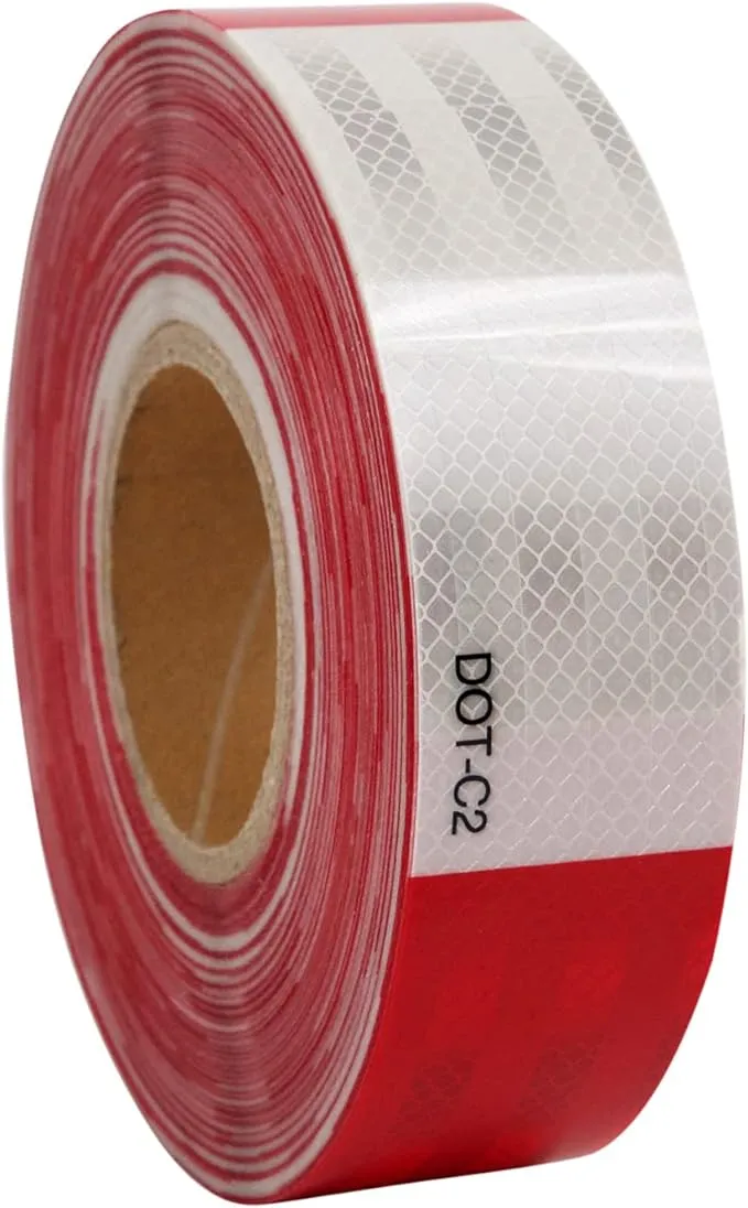 Houseables Reflective DOT Tape Roll, DOT-C2, 150' X 2", Red/White, Trailer Reflector, Caution Safety Warning, Visibility Film, 4 by 4 Truck Car Adhesive Sticker