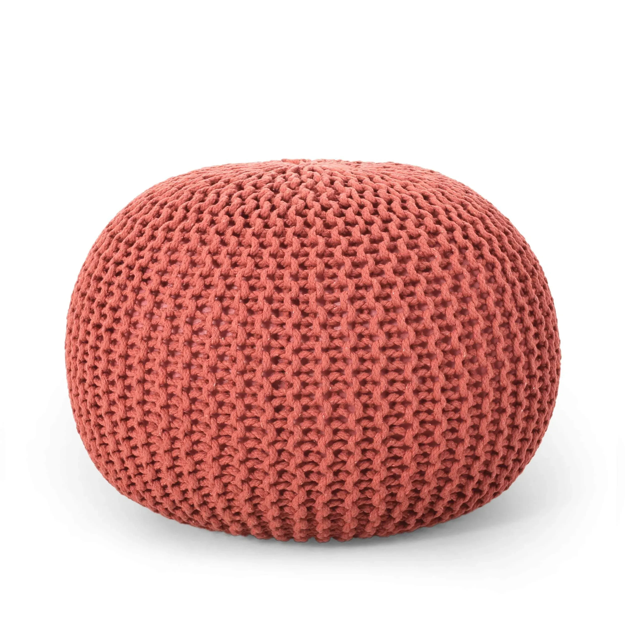 Nahunta Modern Knitted Cotton Round Pouf - Christopher Knight Home