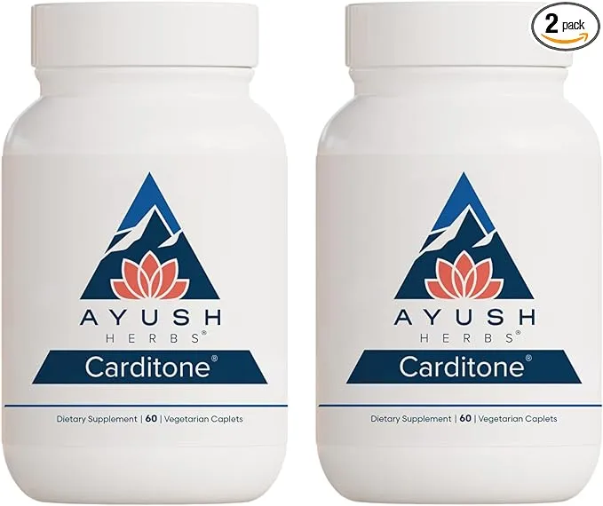 Ayush Herbs Carditone, Doctor-Formulated Natural Ayurvedic Herbal Supplement, Trusted for Over 30 Years, 60 Vegetarian Caplets