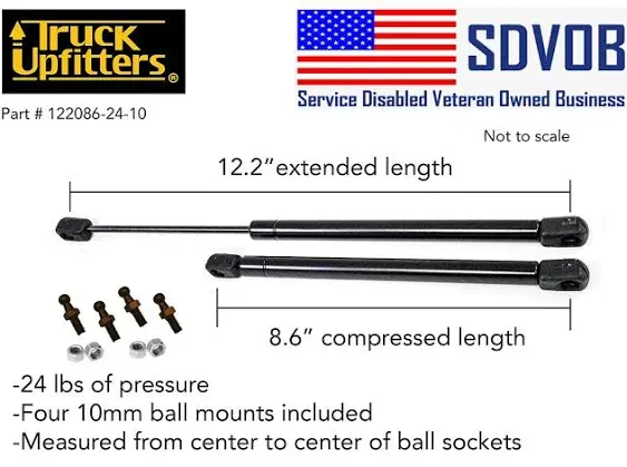 2 Truck Upfitters 12&#034; Gas Props 12.2&#034; Extended 8.6&#034; Compressed 24 lbs of Pres...