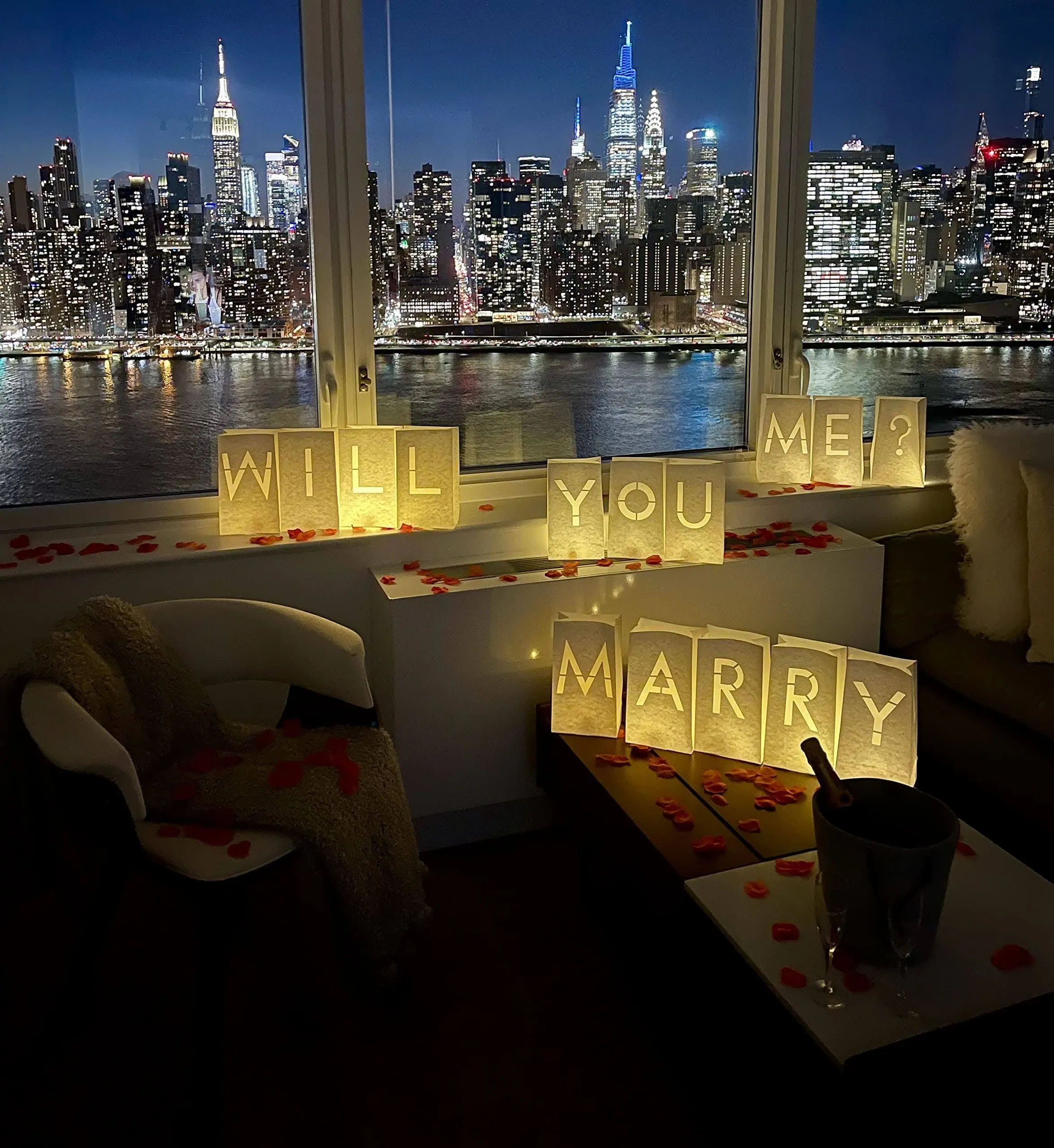 WYMM Luminary Paper Bags Wedding Proposal Decorations Will You Marry Me? Light Up Letters Sign with LED Lights Included for Engage