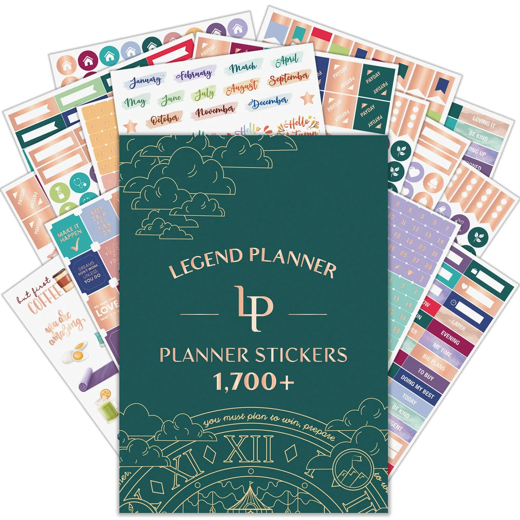 Legend Planner Legend Value Sticker Pack – 1,700+ Small Stickers for Planner, Journal & Calendar – Aesthetic, Inspirational, Seasonal, dates, Months,