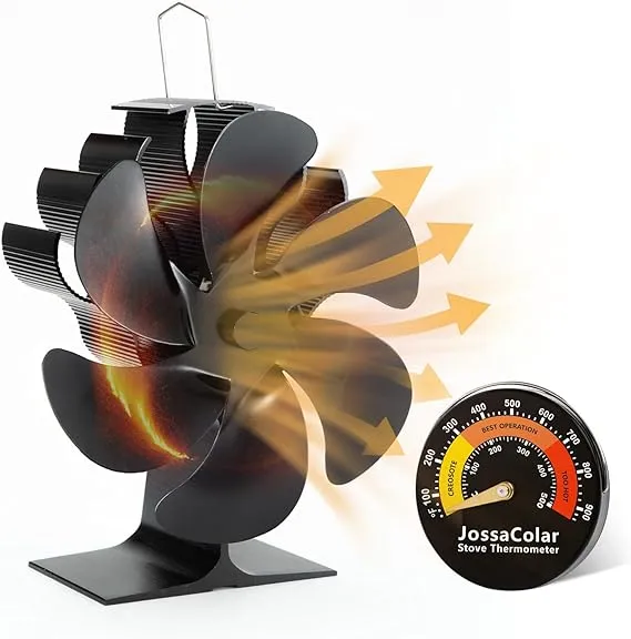 JossaColar Wood Stove Fan Heat Powered Stove Fan, Fireplace Fan Stove Fan Non ...