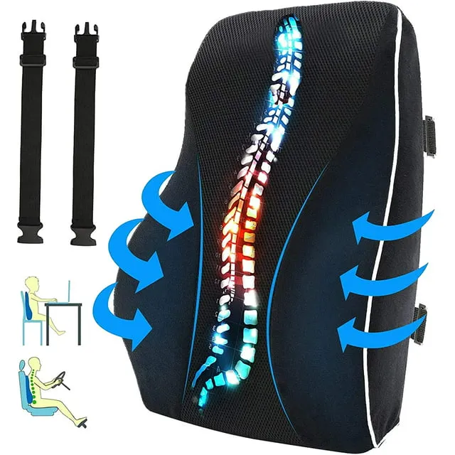 Lumbar Support Pillow for Office Chair, Supa Modern Back Cushion, Black Car Seat Back Support, Ergonomic Backrests.