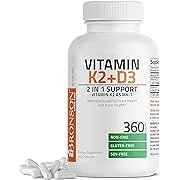 Bronson Vitamin K2 (MK7) with D3 Supplement 2 in 1 Support - Quality & Value, Bone and Heart Support Non-GMO, 360 Tablets