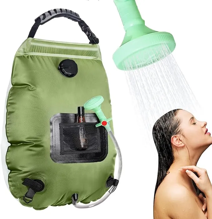 Unniweei Solar Portable Shower Bag, 5 Gal/20L Solar Heating Camping Shower Bag with Removable Hose&On-Off Switchable Shower Head, Compact Camping