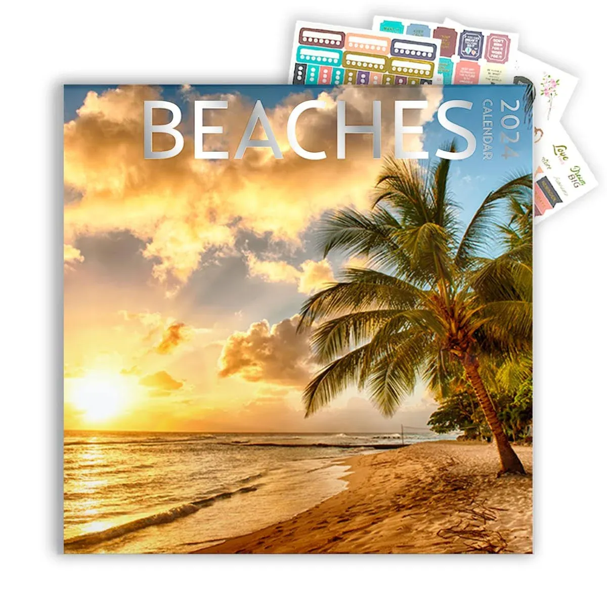 Beaches Calendar 2024 and Sticker Pack, Large 12 X 24 Inch, Beaches Wall Calenda