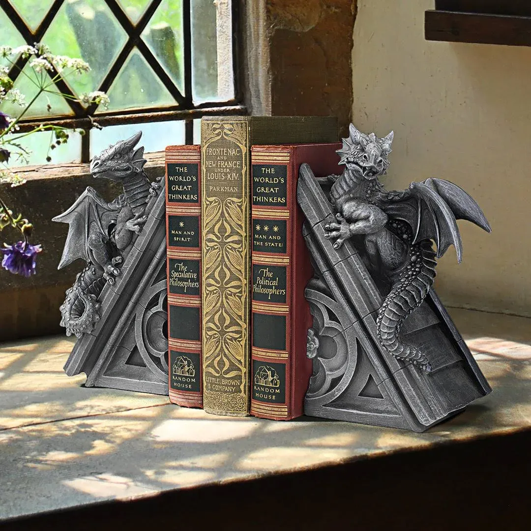 Design Toscano Gothic Castle Dragons Sculptural Bookends