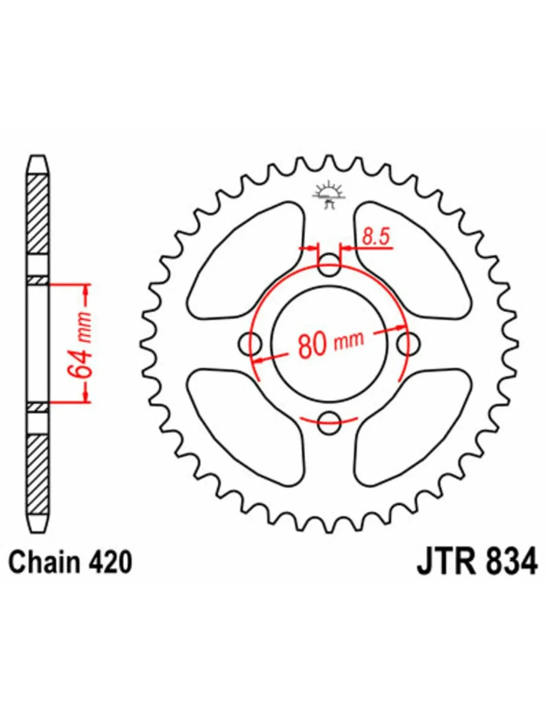 35 Tooth Rear Steel Sprocket For 420 Chain