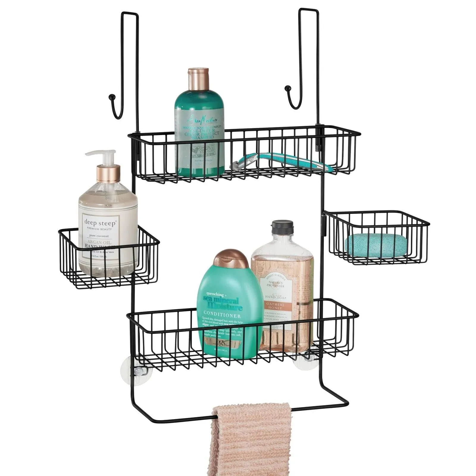 mDesign Steel Bathroom Shower Caddy Hanging Rack Storage Organizer