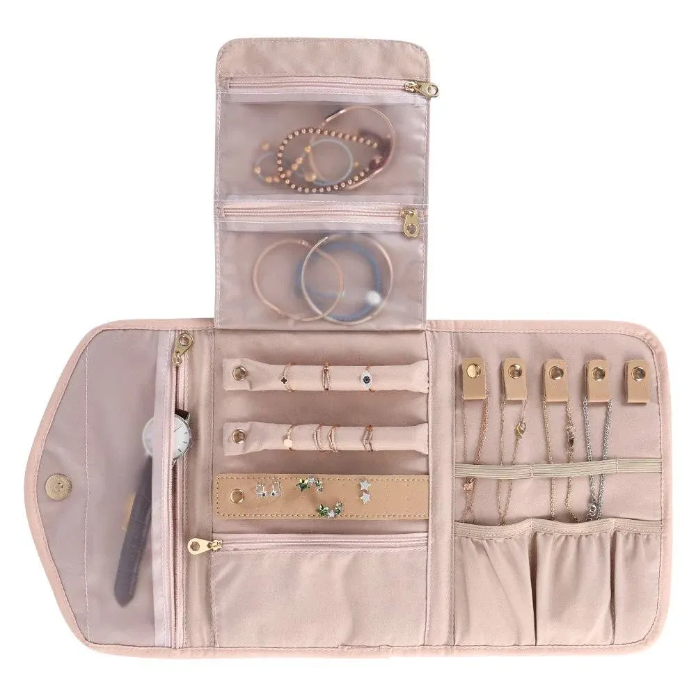 KUAK Travel Jewelry Organizer Roll Foldable Jewelry Roll Bag Small Jewelry ...