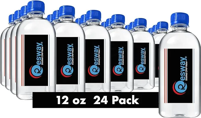 Resway American Red Cross Distilled Water | Travel Bottles for Resmed, Respironics Machines, Personal Humidifier | Medical Supplies for Vacation | Travel-Friendly, Clean | 12oz H2O (24 Pack)