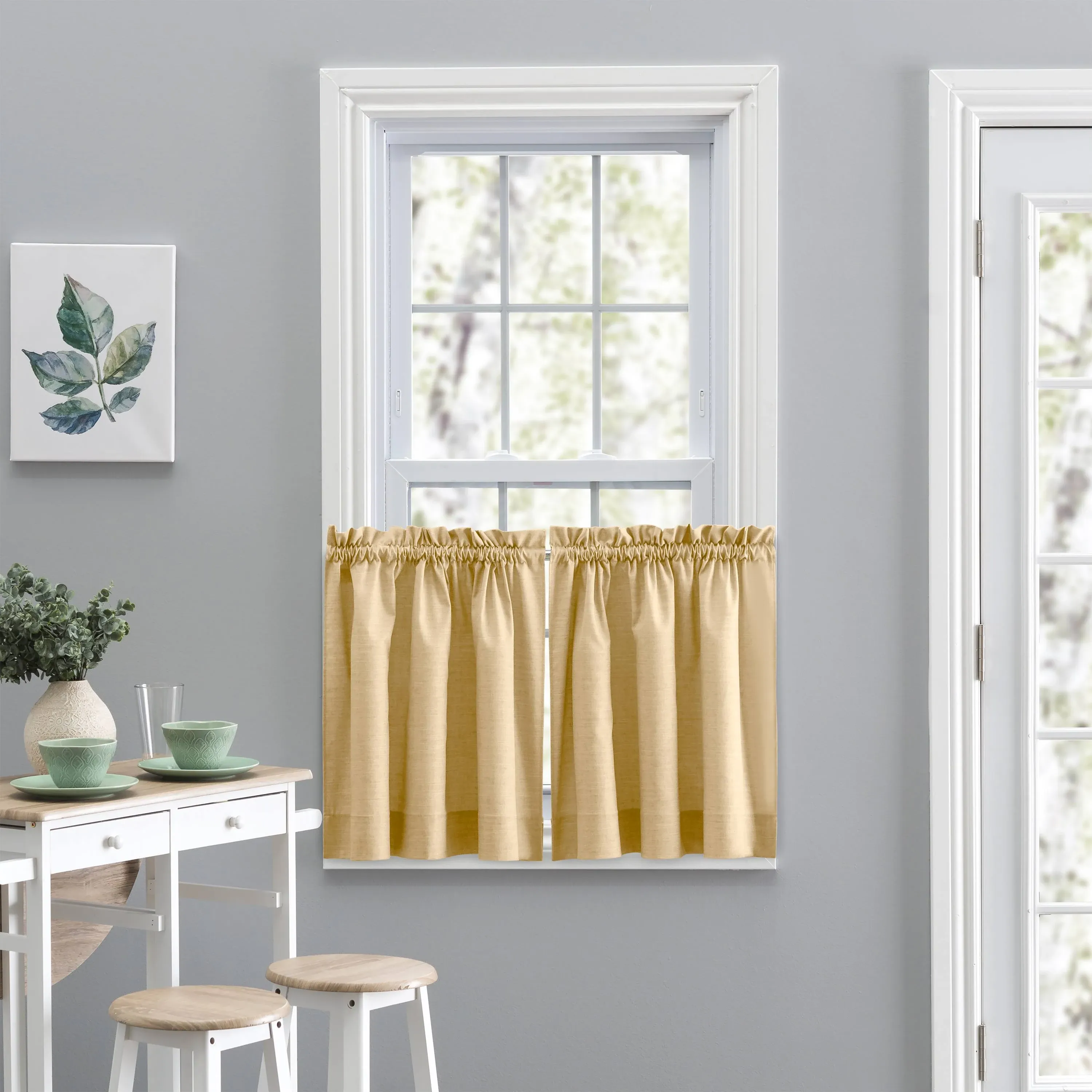 Ellis Curtain Lisa Solid 56" x 36" Tailored Tier, Butter