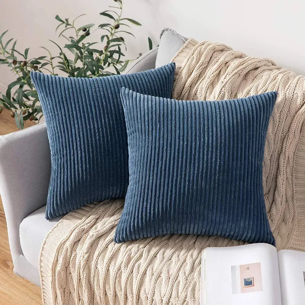 MIULEE Pack of 2 Corduroy Pillow Covers Super Soft Throw Pillow Covers Striped ...