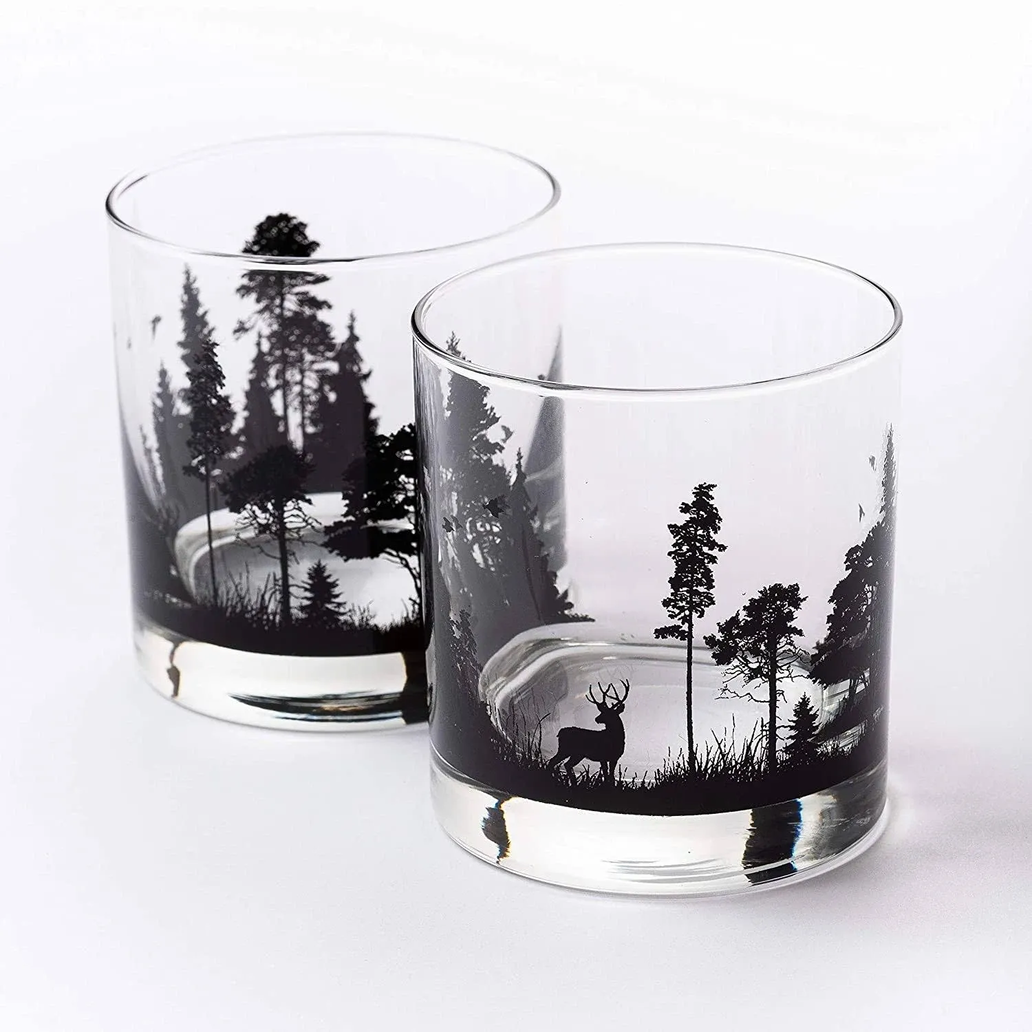 Whiskey Glasses “ Handmade Whiskey Glass Set And Bar Glasses “ Forest Animals De