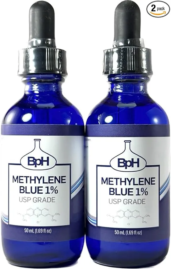 Methylene Blue, 1% USP (Pharmaceutical) Grade: 2×50 mL Twin Pack Glass: 3rd Party Tested