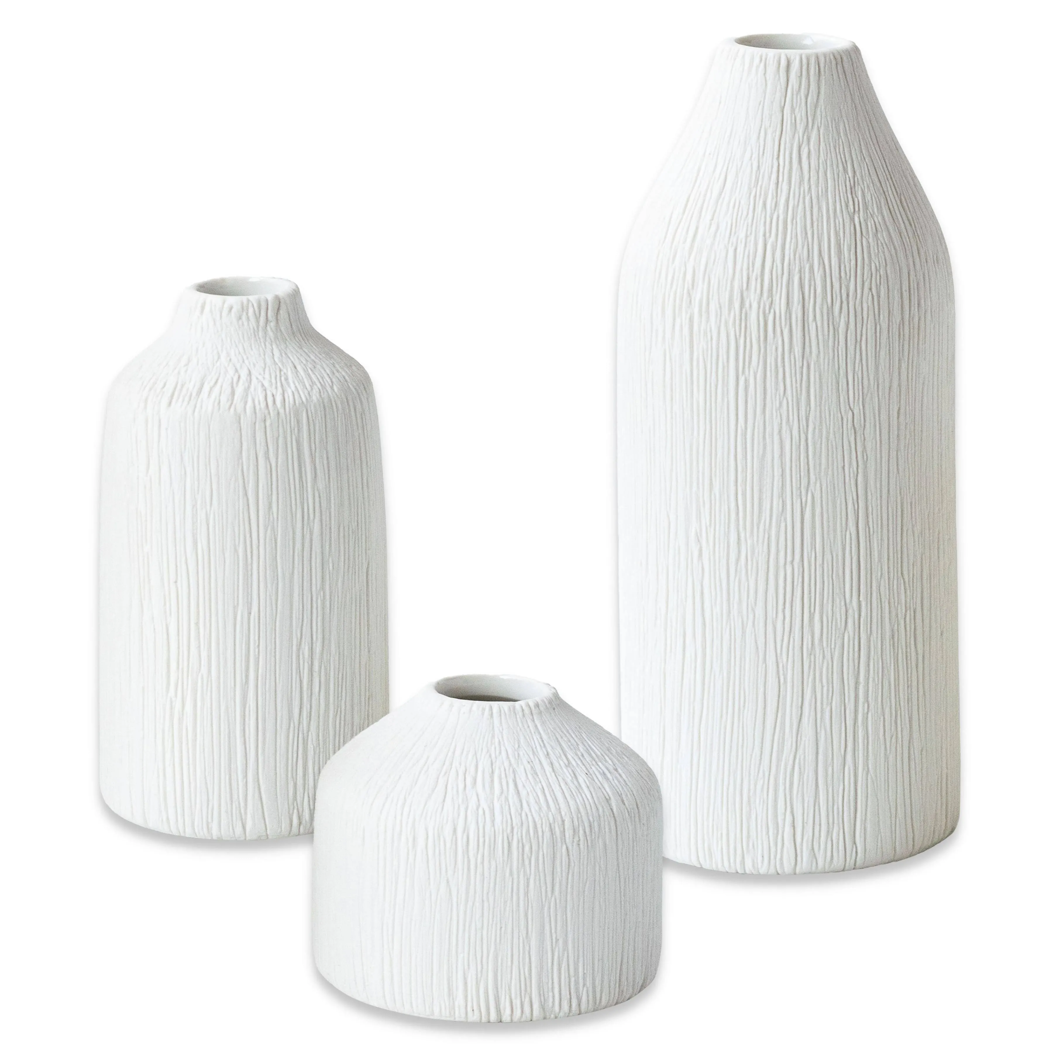 Boho Ceramic Bud Vase - White (Set of 3)