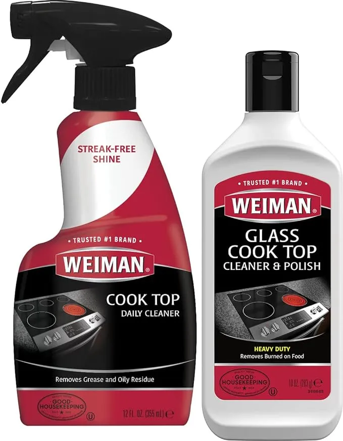 Weiman Ceramic and Glass Cooktop Cleaner - 10 Ounce - Stove Top Daily Cleaner Kit - 12 Ounce