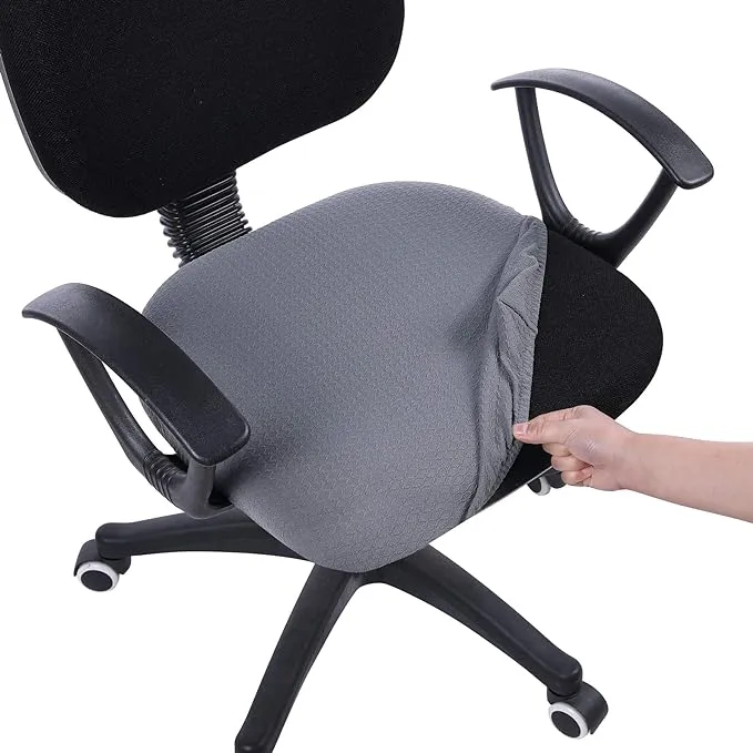 Smiry Stretch Jacquard Office Computer Chair Seat Covers Removable Washable Antidust Desk Chair Seat Cushion Protectors Grey