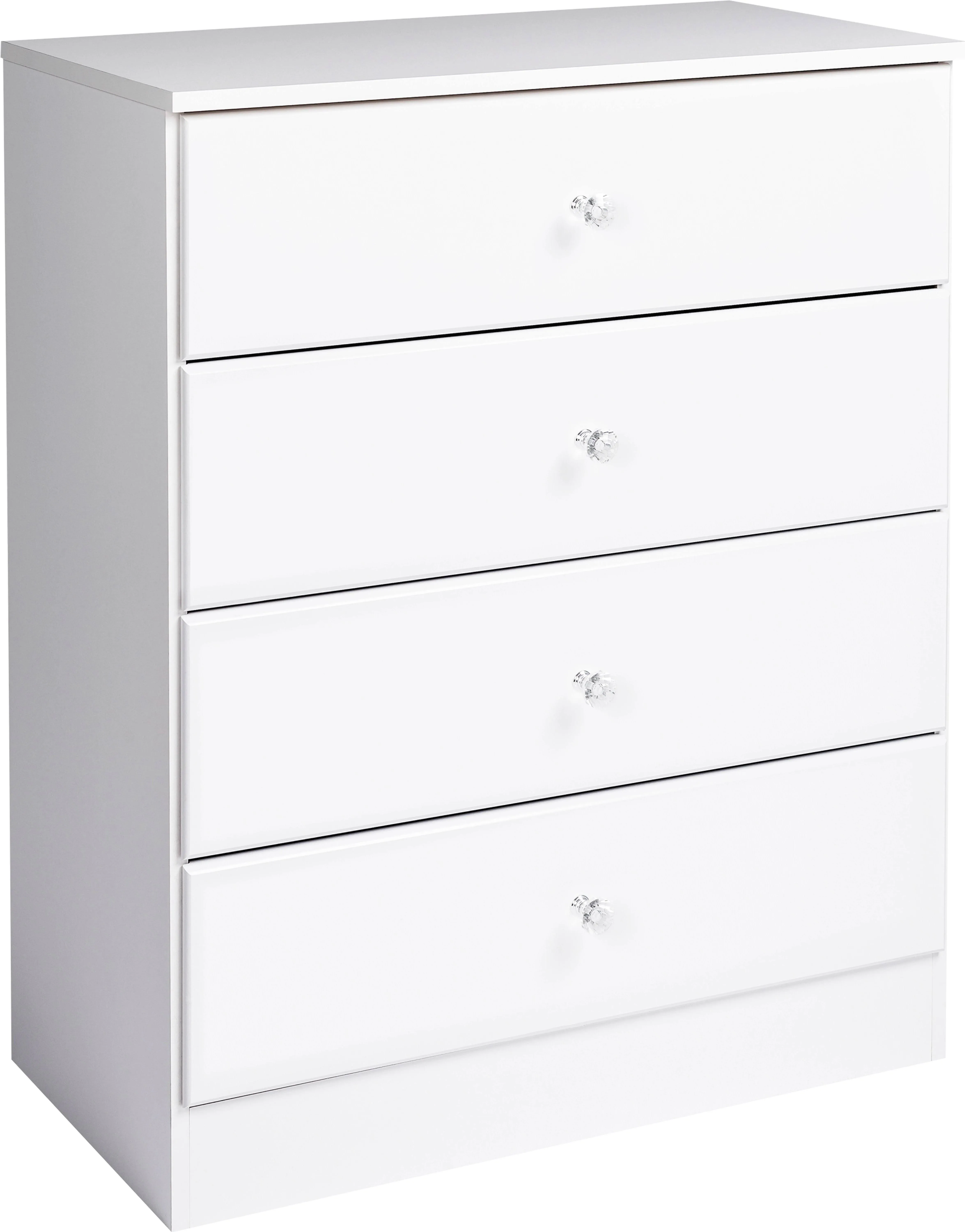 Prepac Astrid 4-Drawer Dresser with Acrylic Knobs - White