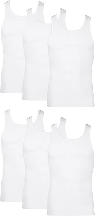 Hanes Men's Fresh IQ ComfortSoft Tagless Tank, White, L - 6 pack