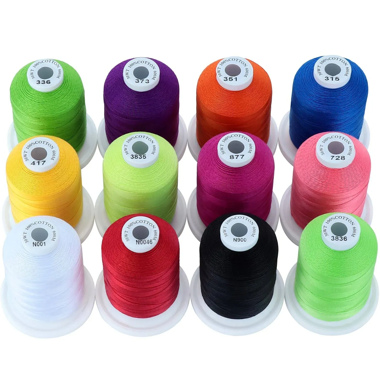 New brothread - 18 Options - Multi-Purpose 100% Mercerized Cotton Threads 50S/3 600M(660Y) Each Spool for Quilting, Serger, Sewing and Embroidery - 12 Neutral&Jean Colors