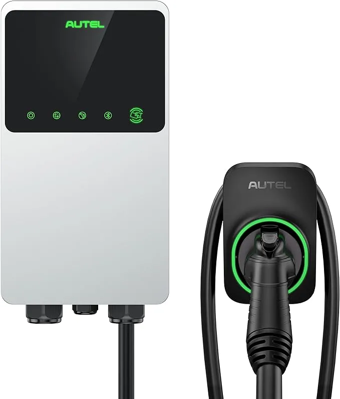 Autel MaxiCharger Elite Level 2 50 Amp 12kW EV Charger with Free Mobile App Separate Holster / Silver / Hardwired