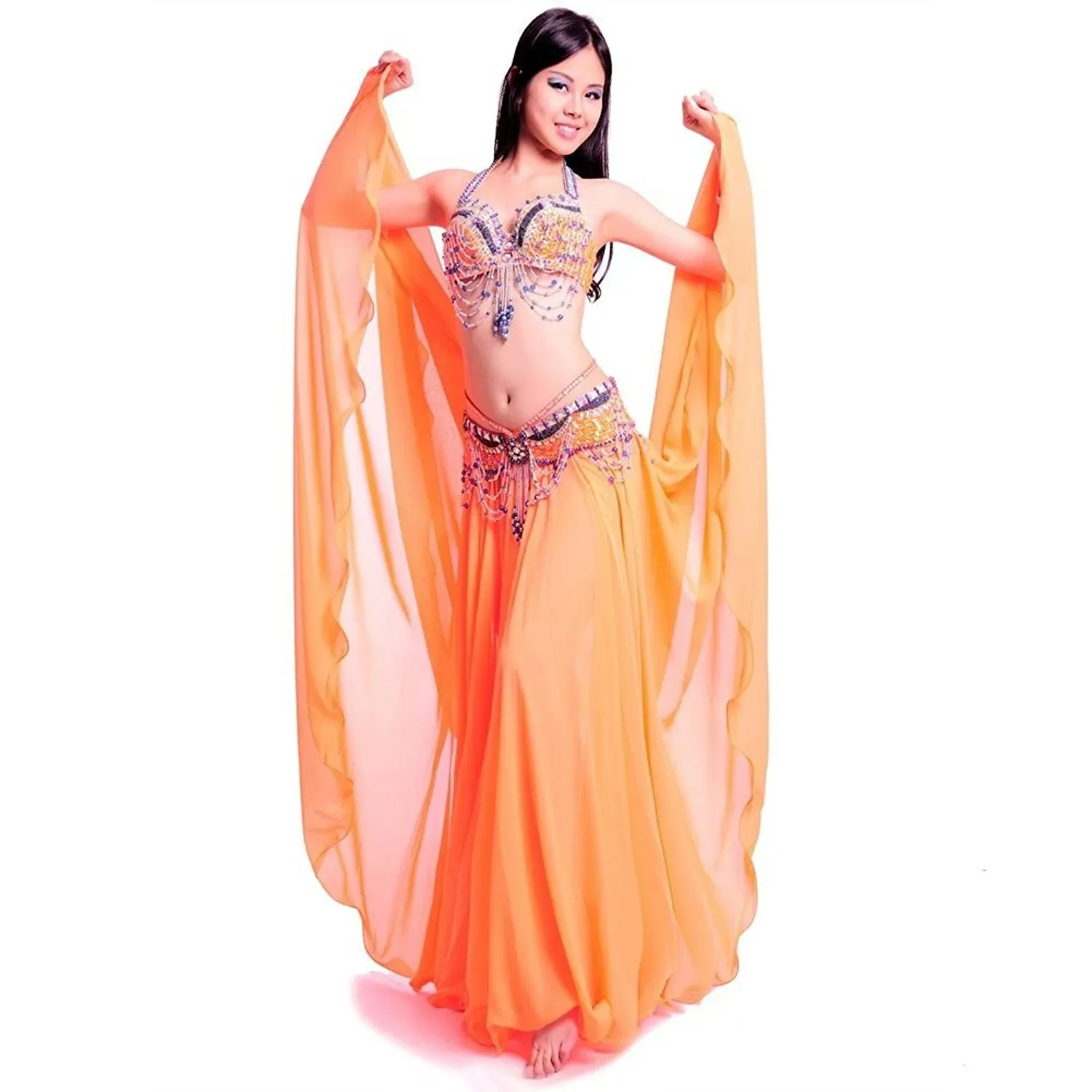 ROYAL SMEELA Chiffon Belly Dance Skirt for Women Belly Dancing Costume Outfit...