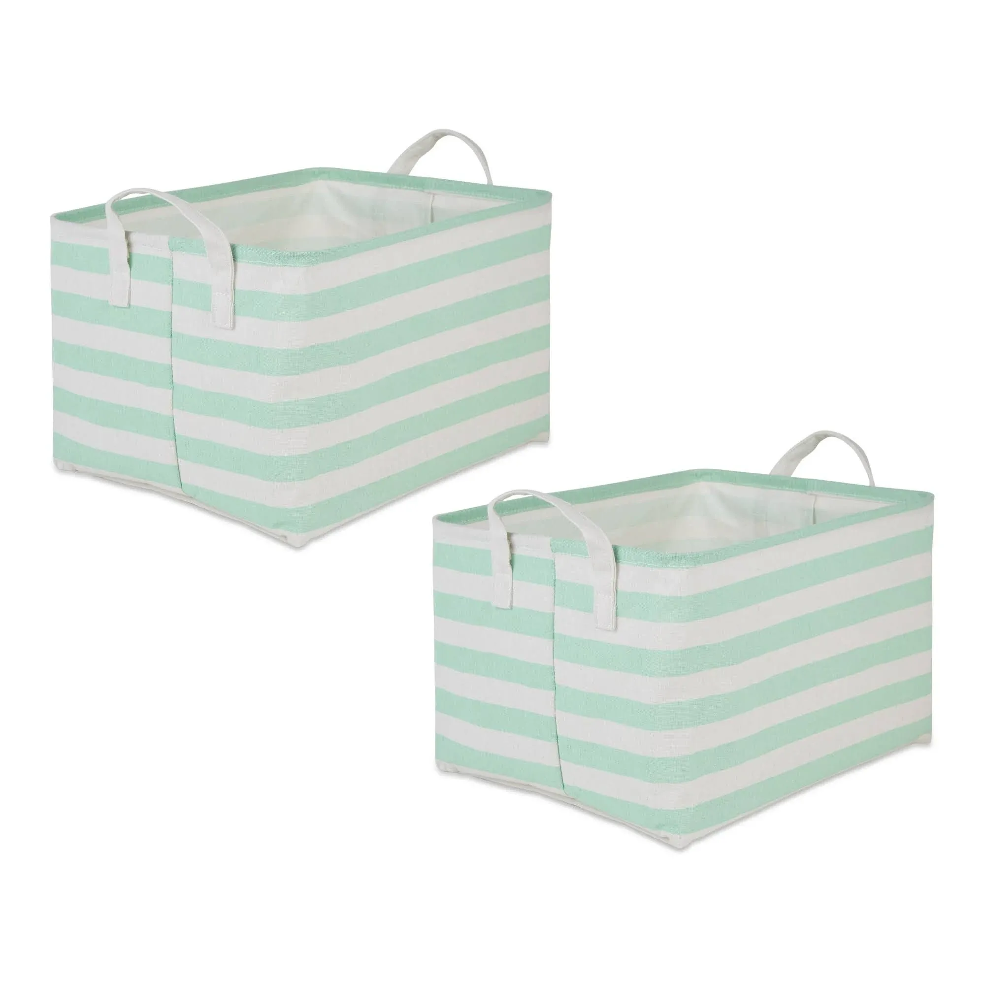 Laundry Bin Stripe Aqua Rectangle Extra Large 12.5x17.5x10.5 (Set of 2) - Beach Style - Hampers - by Design Imports | Houzz