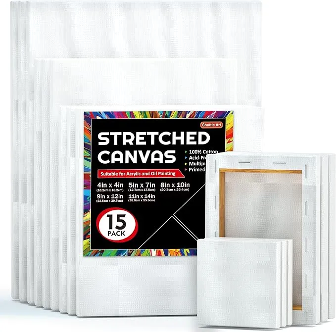 Artistic Canvas Collection - 15 Multi Pack (4x4, 5x7, 8x10, 9x12, 11x14 Inches)