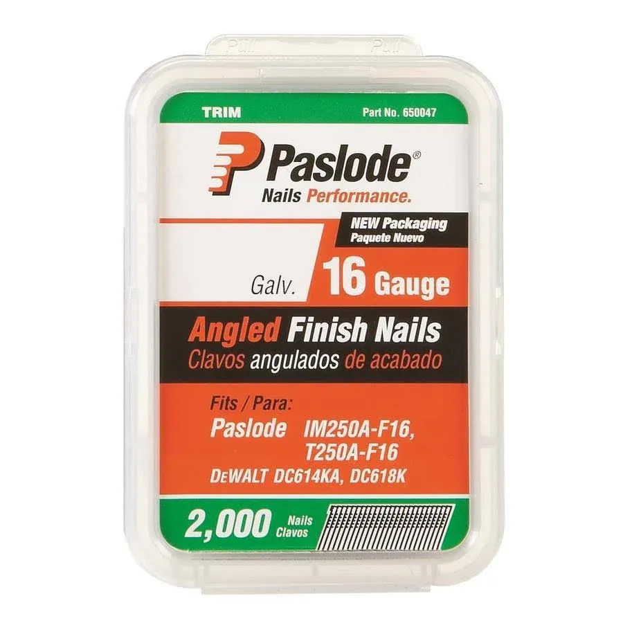 Paslode 650232 Collated Finishing Nail, 2-1/2 In L, 16 Ga, Zinc Galvanized,