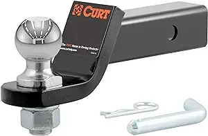 CURT 45036 Trailer Hitch Mount with 2-Inch Ball & Pin, Fits 2-in Receiver, 7,500 lbs, 2" Drop, GLOSS BLACK POWDER COAT