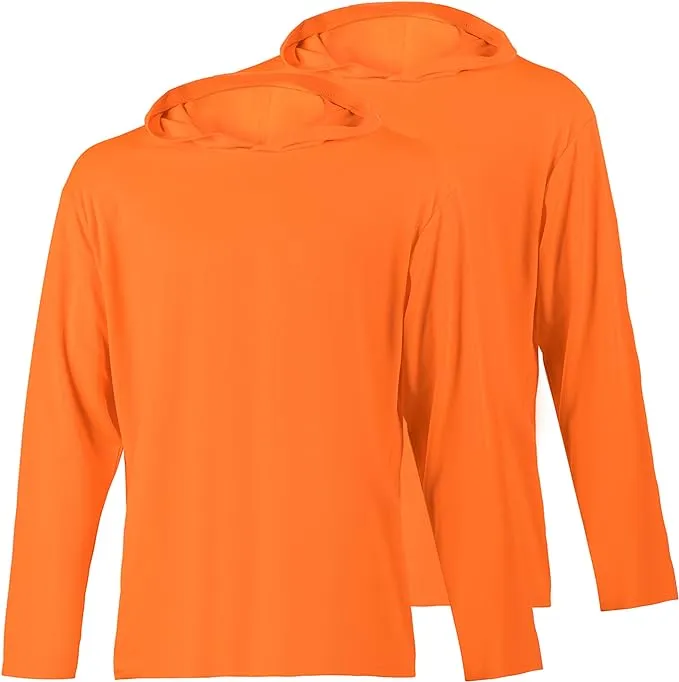 ProtectX High Visibility Sun Protection Lightweight Long Sleeve Hoodie, UPF 50+ Quick-Dry, SPF UV Shirt, Active Wear - Grey, Large