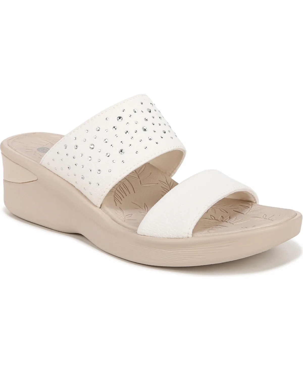 Sienna Bright Washable Slide Wedge Sandals In Sugar White Fabric