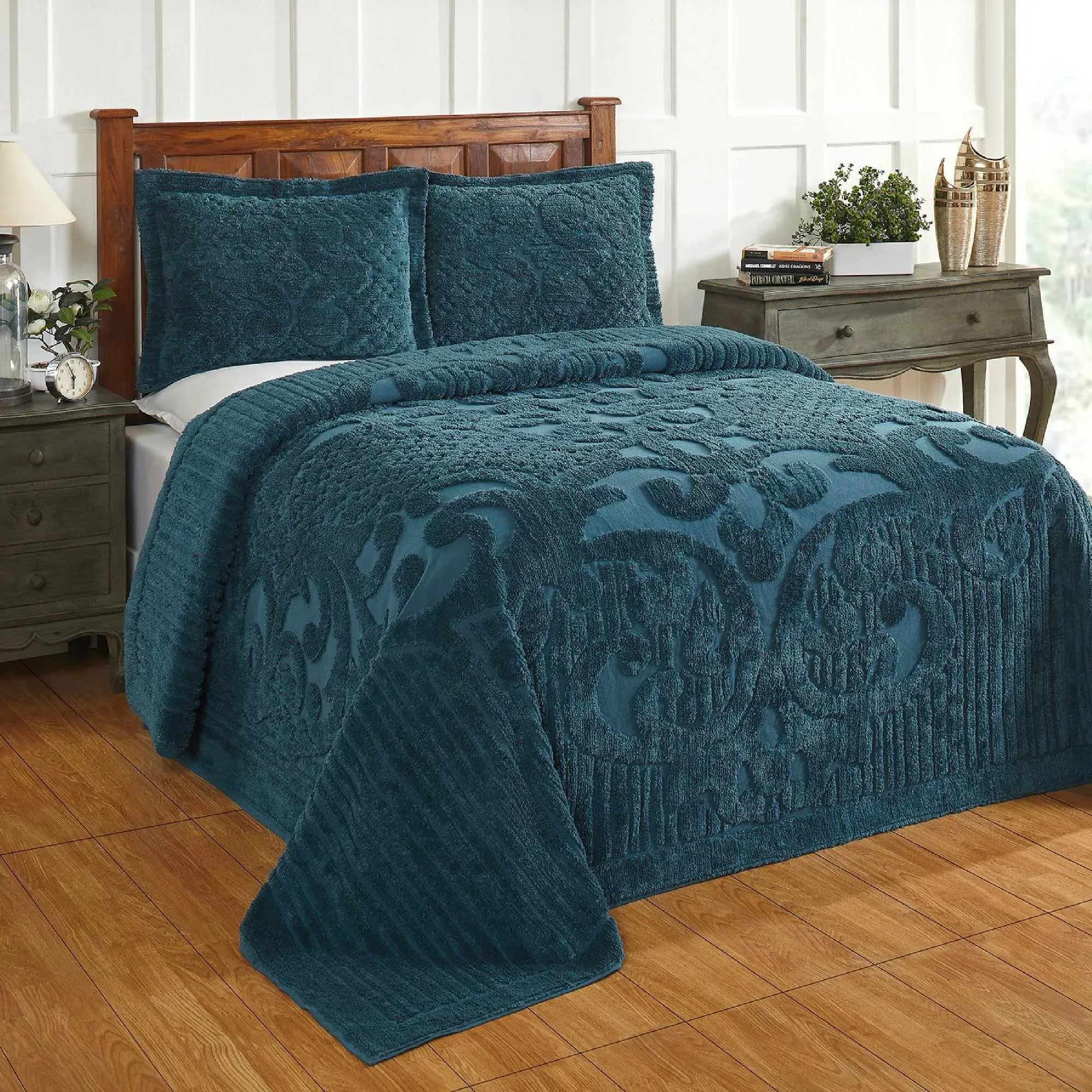 Better Trends Teal Ashton 100 Percent Cotton Chenille Bedspread