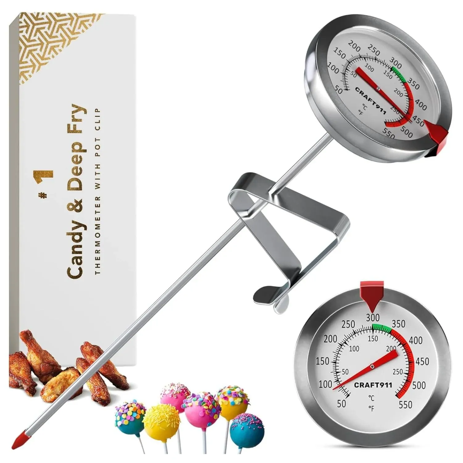 Candy Thermometer With Pot Clip Deep Fry Oil Thermometer For Frying Cooking Ther