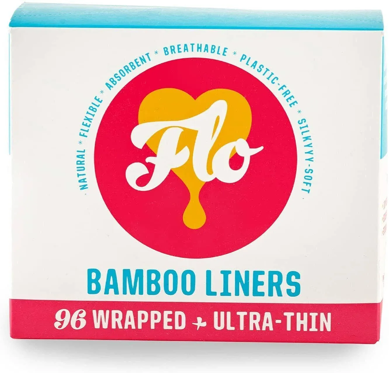 FLO Organic Bamboo Panty Liners Slim, Mega Pack, Biodegradable, Feminine Care, Black-Owned, Compostable, Organic Menstrual Sanitary Napkins for Women, Individually Wrapped, 96-Pack