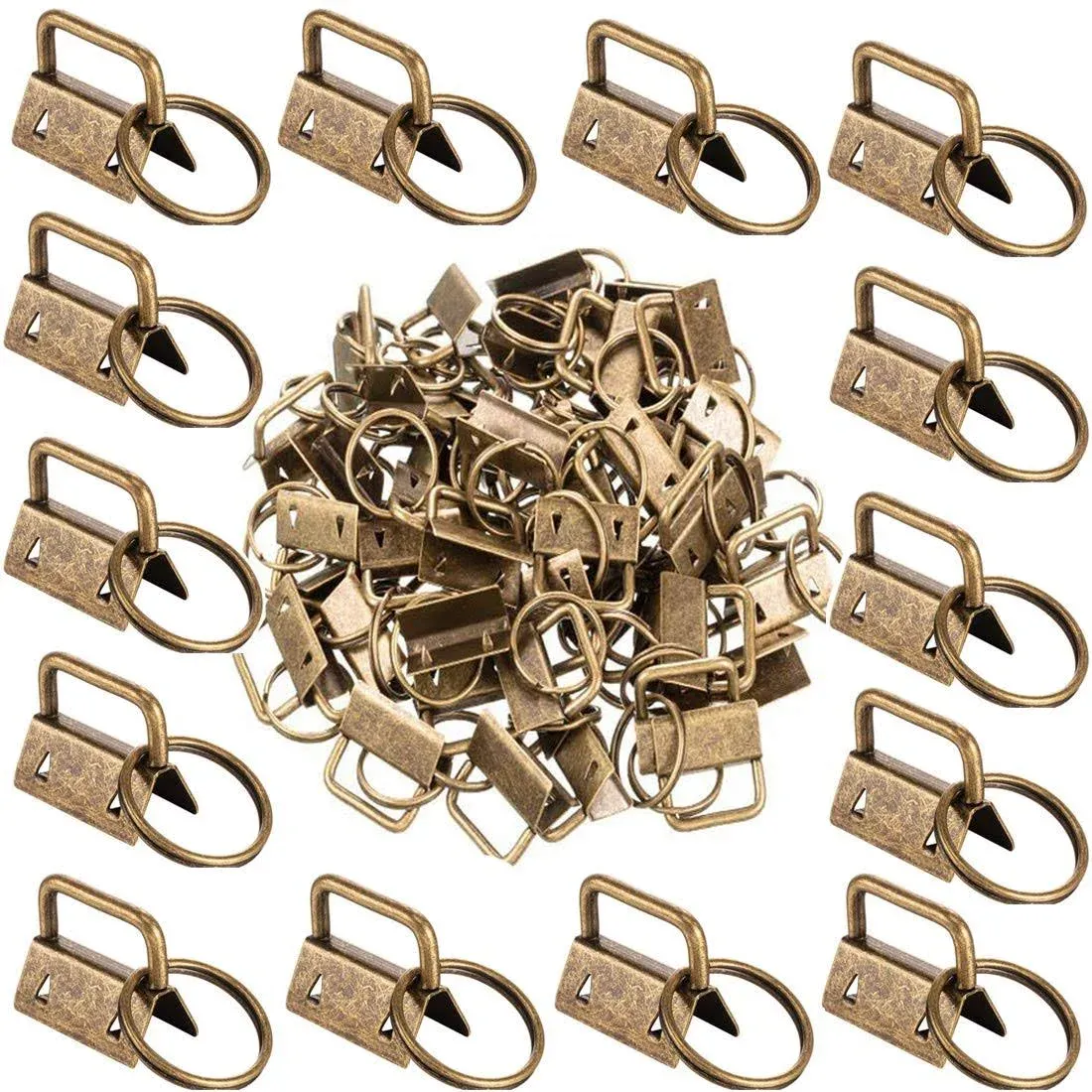 Qovydx 45pcs 1 inch Key Fob Hardware Bronze Key Chain Fob Wristlet Hardware with ...