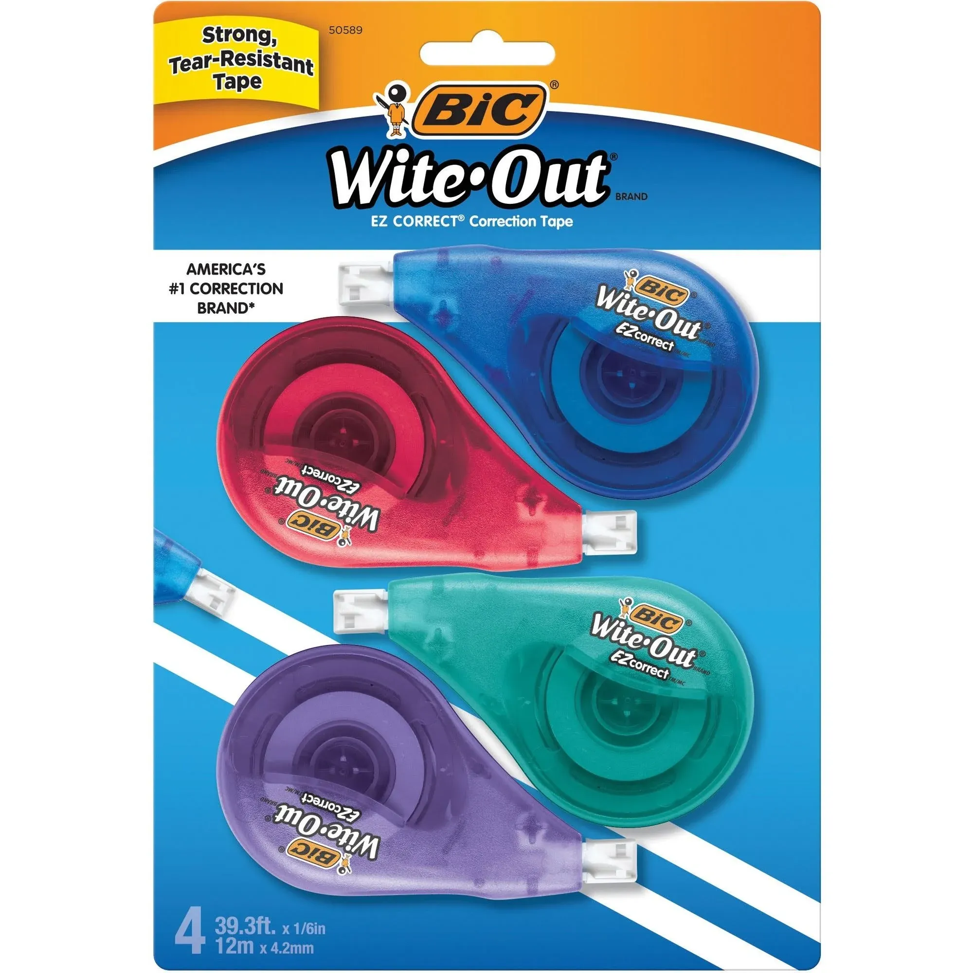 BIC White-Out Brand EZ Correct Correction Tape, 4 Count