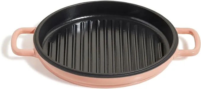 Cast Iron Hot Grill | Toxin-Free, Round, Enameled Cast Iron Grill Pan