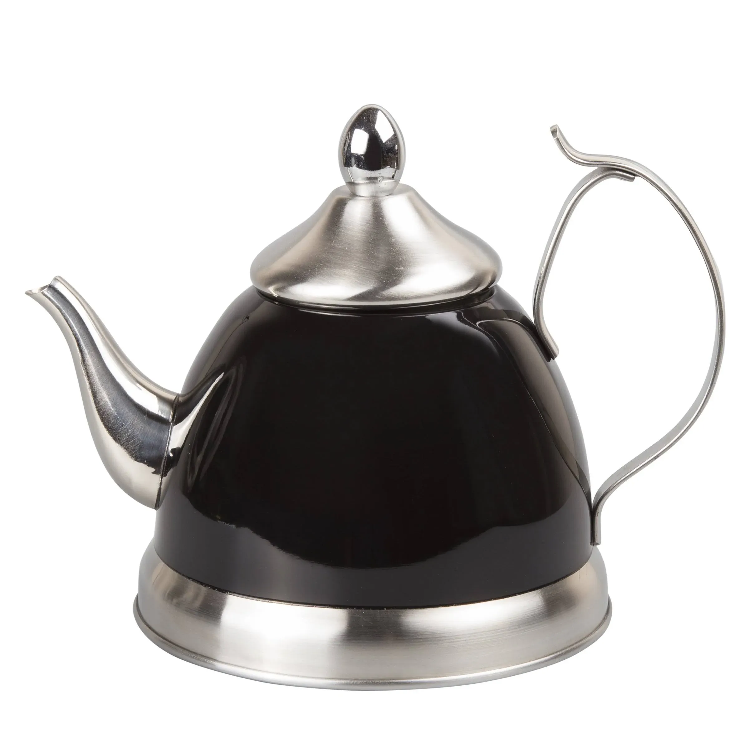 Creative Home Nobili-Tea 1.0 Qt. Stainless Steel Tea Kettle with Removable Infuser Basket in Filter Black 77078