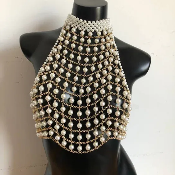 Handmade Pearl Body Chain Jewelry - Fashion Bra Chain Pearl Body Jewelry