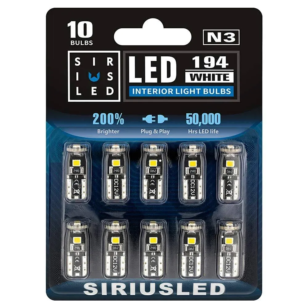 SIRIUSLED Extremely Bright 3030 Chipset LED Bulbs for Car Interior Dome Map Door