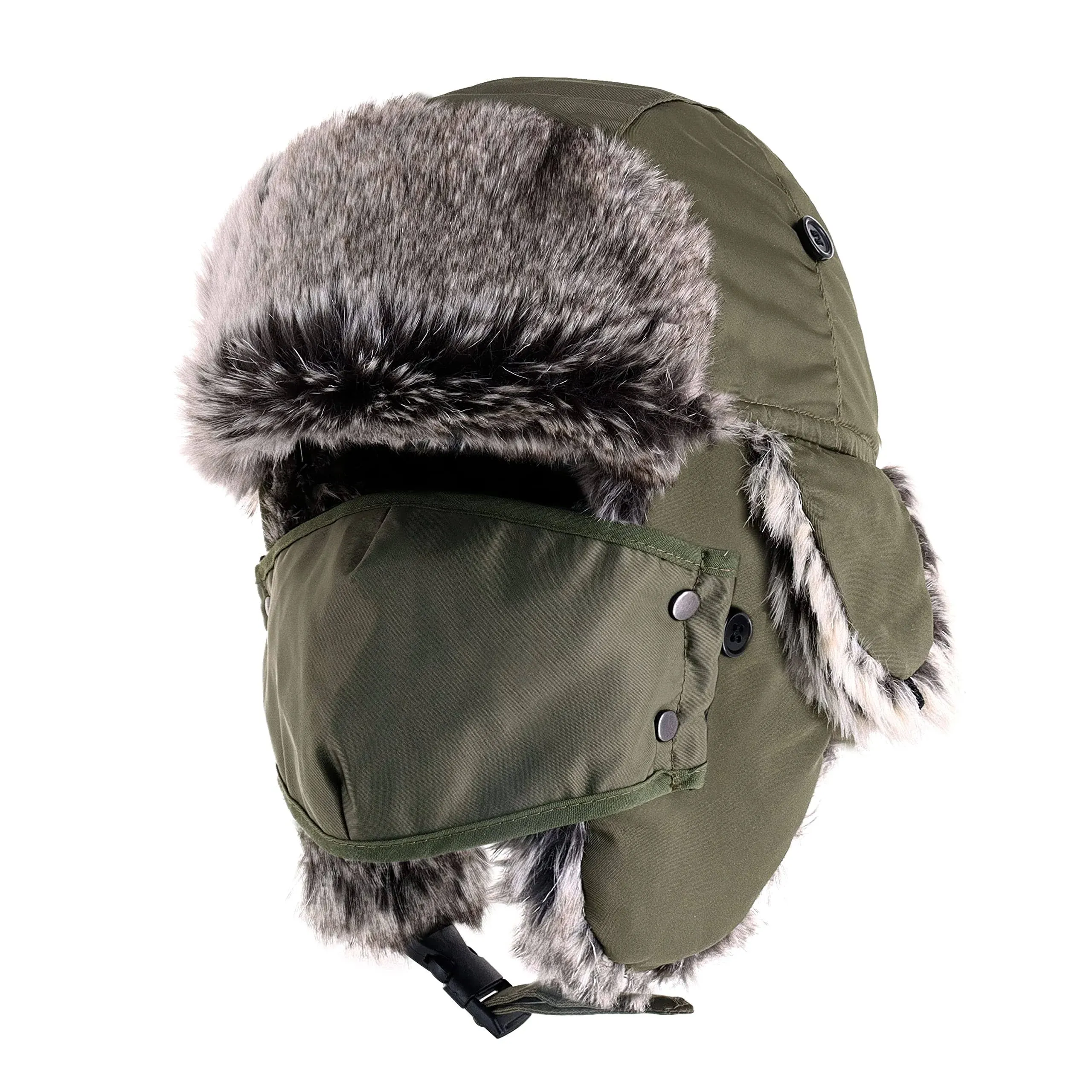 CHOK.LIDS Waterproof Winter Trapper Bomber Hats Unisex One Size, Army Green 